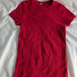 Vibrant Red Ribbed T-Shirt